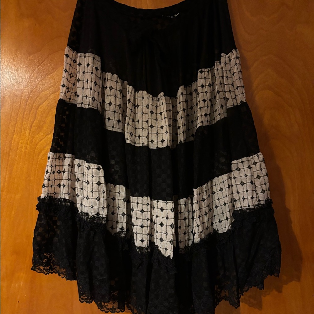 Black and Cream Lace Circle Skirt